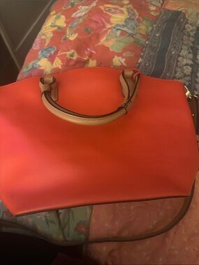 Charles Jourdan Coral Satchel with Beige Handles